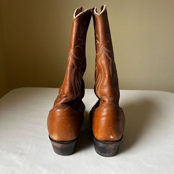Vintage Nocona Cowboy Boots‎ Men's 8.5 D Brown Leather Lizard Wingtip Western - Picture 4 of 10